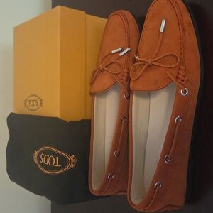 Tod's Burnt Orange Suede Loafers
